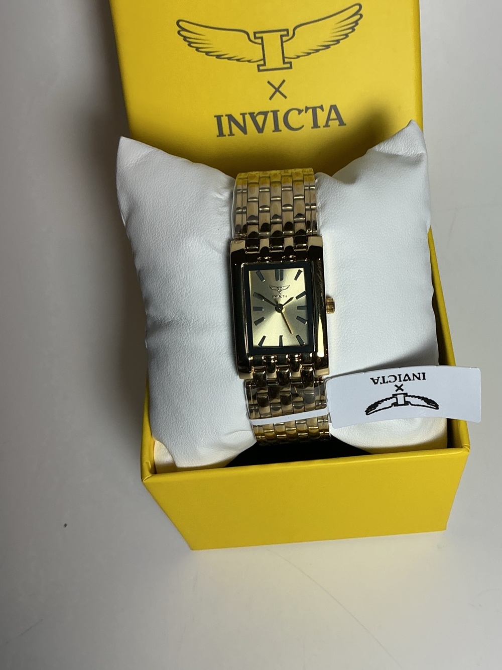 Invicta Gold-Tone Rectangular Men’s Bracelet Watch